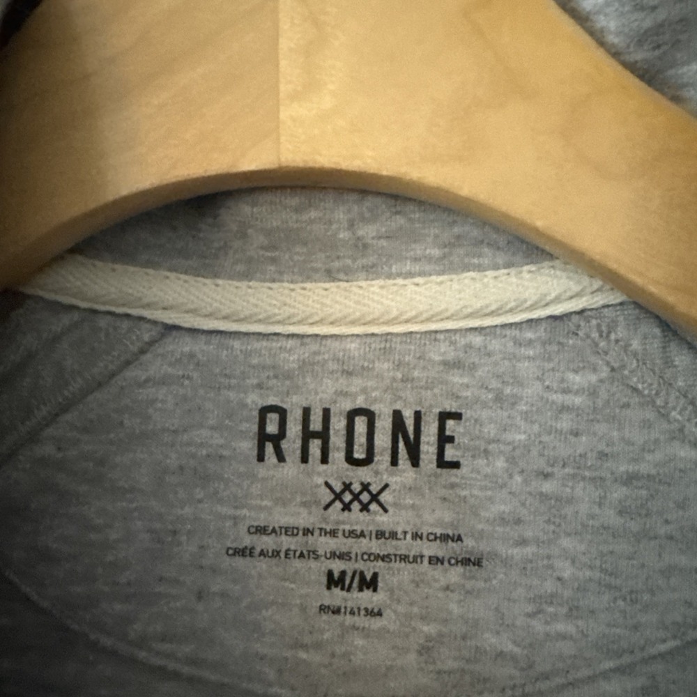 Rhone Heritage Midweight Sweatshirt Mens Medium Gray 1/4 Zip Pullover - Picture 7 of 16